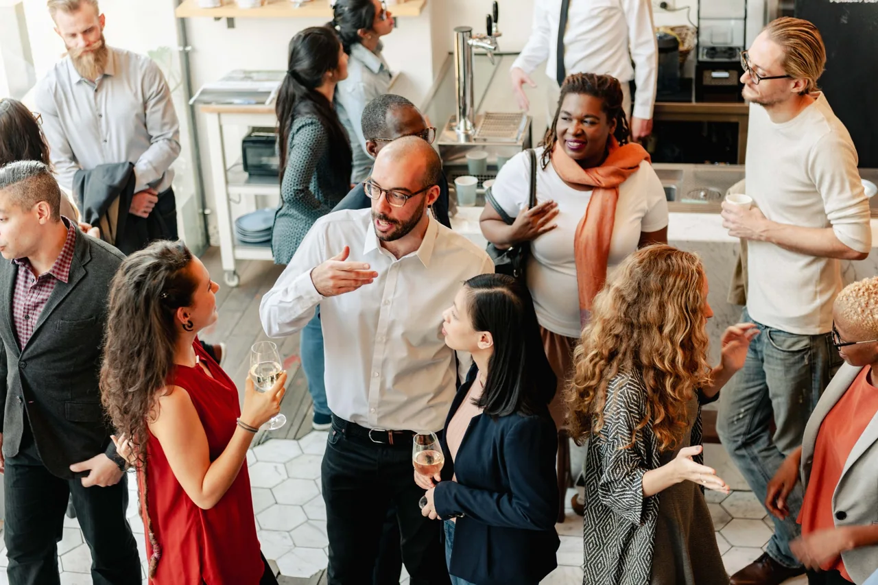 Business people networking at an event